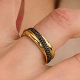 Black Zirconia Crossover Ring - S model