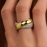 Bold Zirconia Crossover Ring