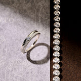 Classic Contrast Zirconia Ring Silver