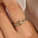 Open Chain Ring with Round Zirconia