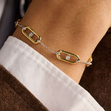 Open Link Bracelet with Round Zirconia