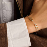 Open Link Bracelet with Round Zirconia