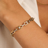 Chunky Open Link Bracelet with Round Zirconia