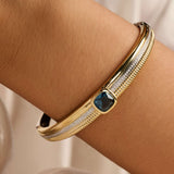 Blue Cushion Structure Bangle