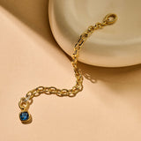 Blue Cushion Chain Bracelet