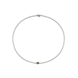 Baguette Tennis Necklace Emerald Green