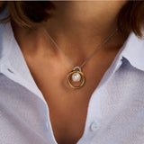 Floating Pearl Circle Necklace