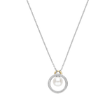 Floating Pearl Zirconia Circle Necklace