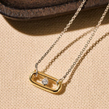Open Chain Necklace with Round Zirconia