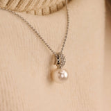 Necklace with Zirconia Pearl pendant 8mm