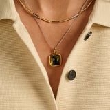 Khaki Cushion Necklace with pendant