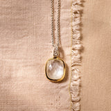 Zirconia Cushion Pearl Necklace with pendant