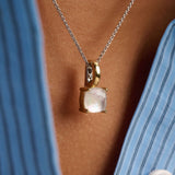 Necklace with Square Pearl pendant 11mm