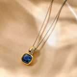 Blue Cushion Necklace with pendant