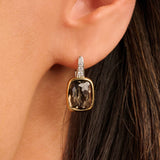 Smokey Brown Zirconia Cushion Hoops