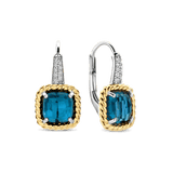 Blue Zirconia Cushion Hoops