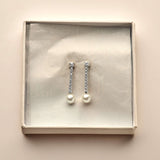 Drop Zirconia Pearl Earrings