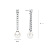 Drop Zirconia Pearl Earrings