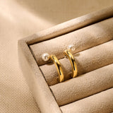 Pearl Half Hoop Earrings