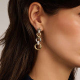 Long Open Modern Pavé Circle Earrings