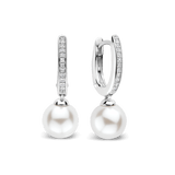 Zirconia Pearl Hoops Silver