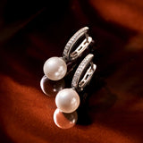 Zirconia Pearl Hoops Silver