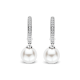 Zirconia Pearl Hoops Silver