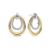 Organic Double Drop Zirconia Earrings