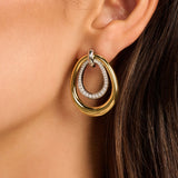 Organic Double Drop Zirconia Earrings