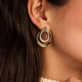 Organic Double Drop Zirconia Earrings
