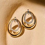Organic Double Drop Zirconia Earrings