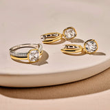 Zirconia Cushion Hoops Gold Vermeil