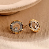 Zirconia Double Circle Earrings