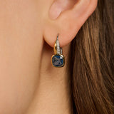 Blue Cushion Hoops