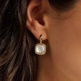 Zirconia Cushion Earrings with pearl