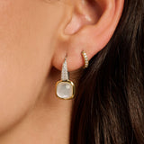 Zirconia Cushion Earrings with pearl