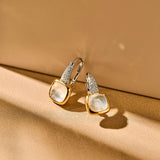Zirconia Cushion Earrings with pearl
