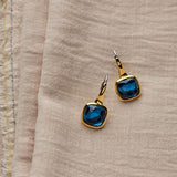 Blue Cushion Hoops